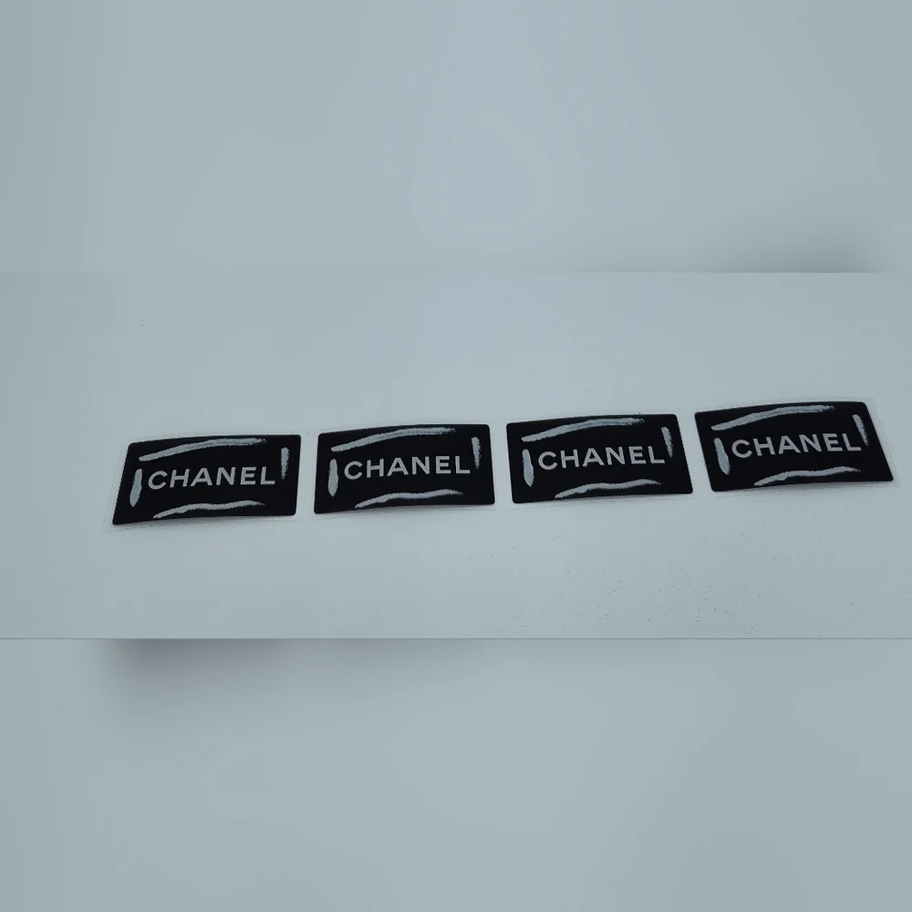 CHANEL Logo Stickers Sheet of 4 | Black & White Luxury Packaging Decals